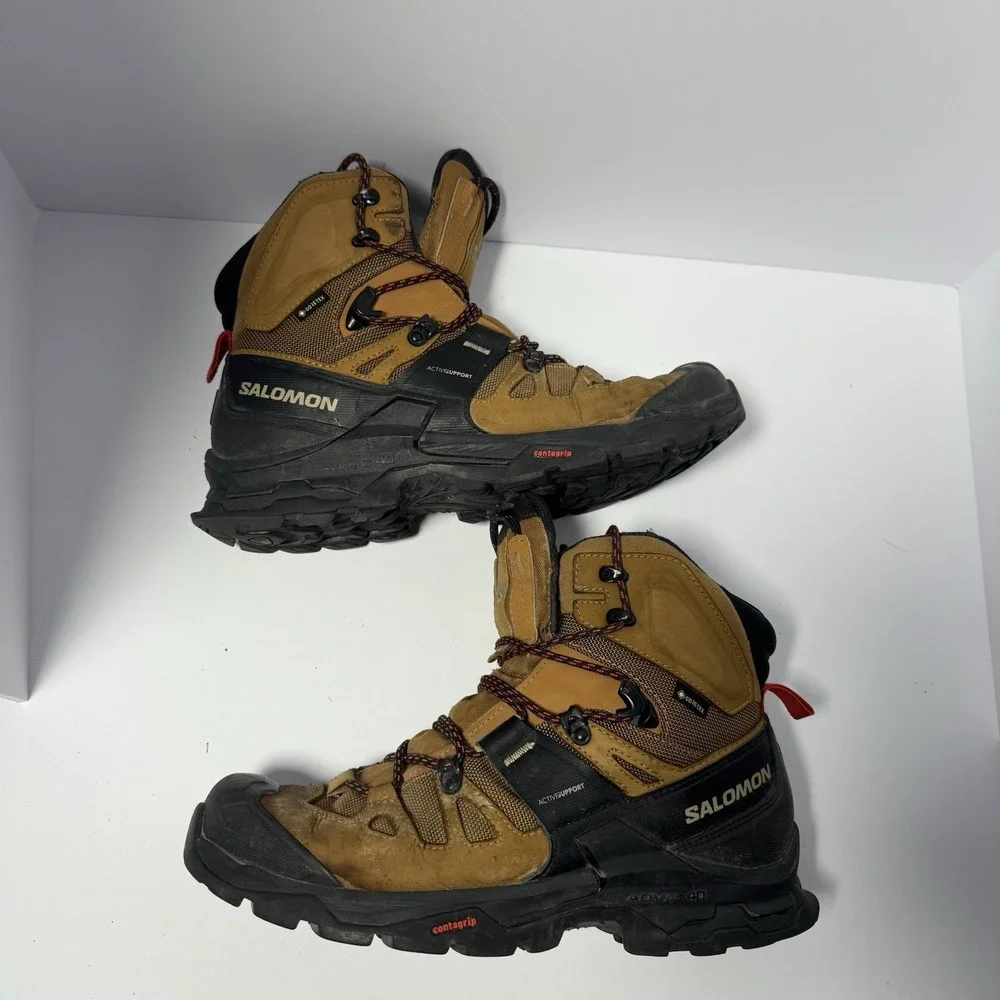 Salomon Quest 4 GTX Gore-Tex Hiking Boots Brown Black Men US 9 Waterproof 471564